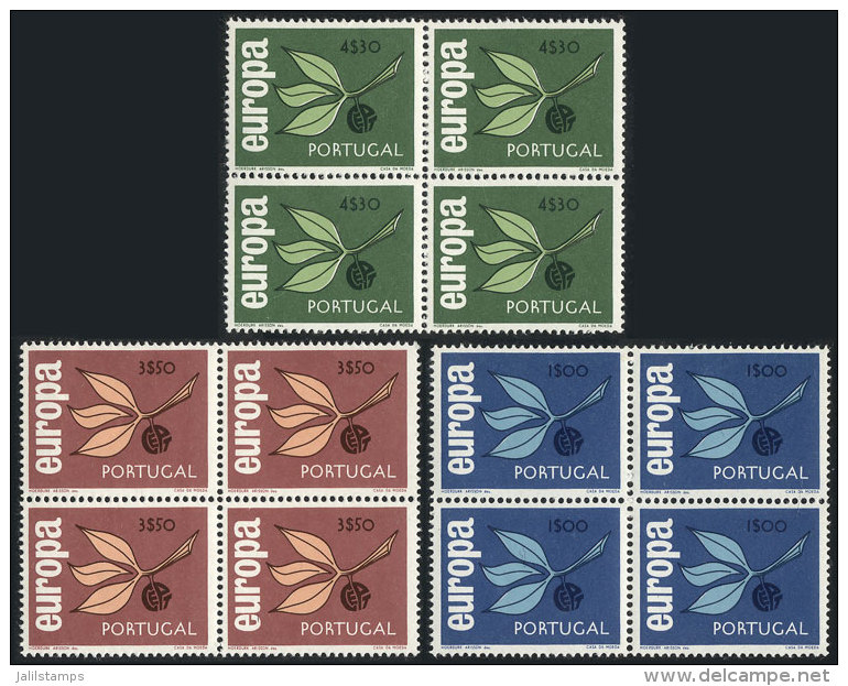 Yvert 971/973, 1965 Topic Europa, MNH Blocks Of 4, Excellent Quality, Catalog Value Euros 100. - Andere & Zonder Classificatie