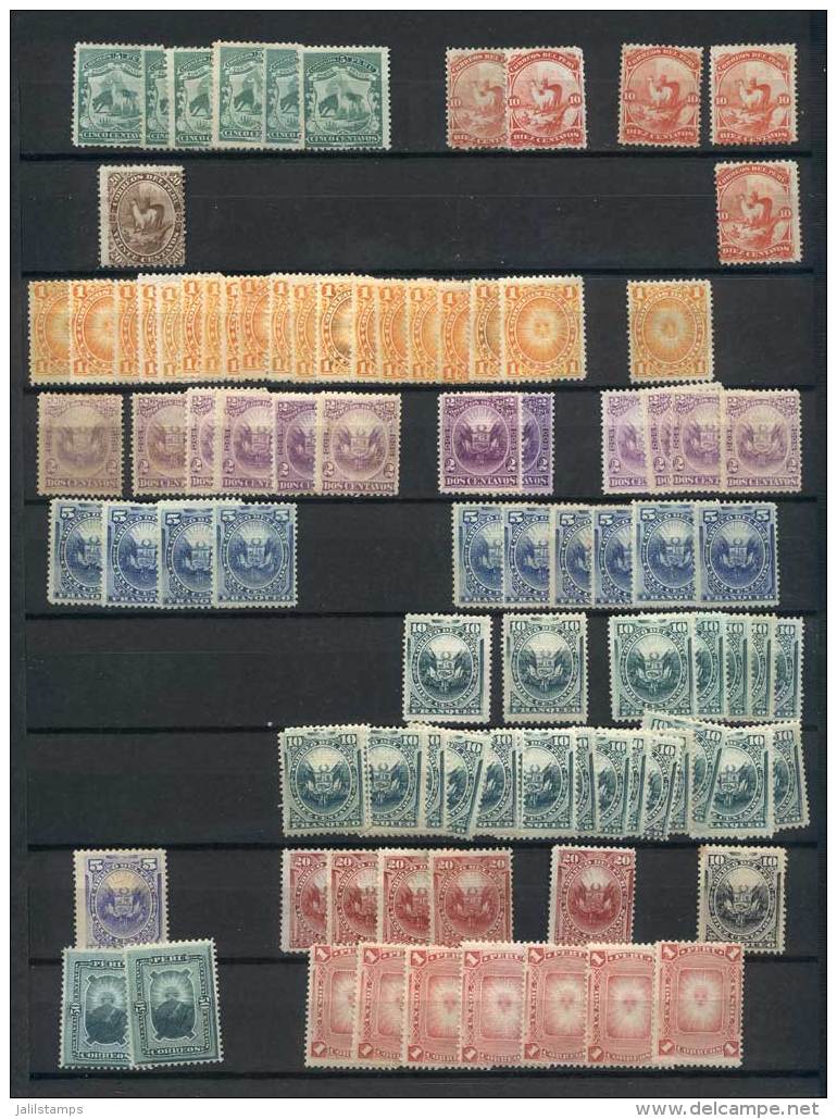 Stockbook With Old Stamps, Used And Mint (without Gum, With Hinge Marks, Or Never Hinged), Very Fine General... - Peru