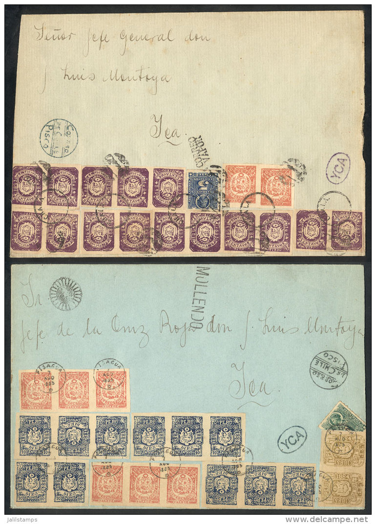 2 FORGED COVERS With Varied Postages And Combinations Trying To Imitate Rare Pieces Posted During The War Of The... - Peru