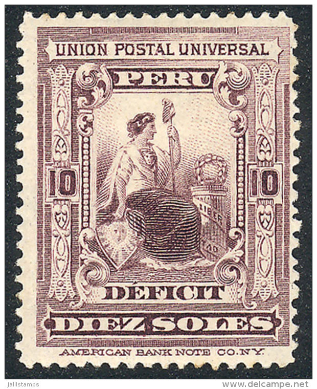 Sc.J35 (Yvert 39), 1899 10S. Dark Lilac, Mint, Very Fresh, VF Quality, Extremely Rare, Yvert Catalog Value Euros... - Perú