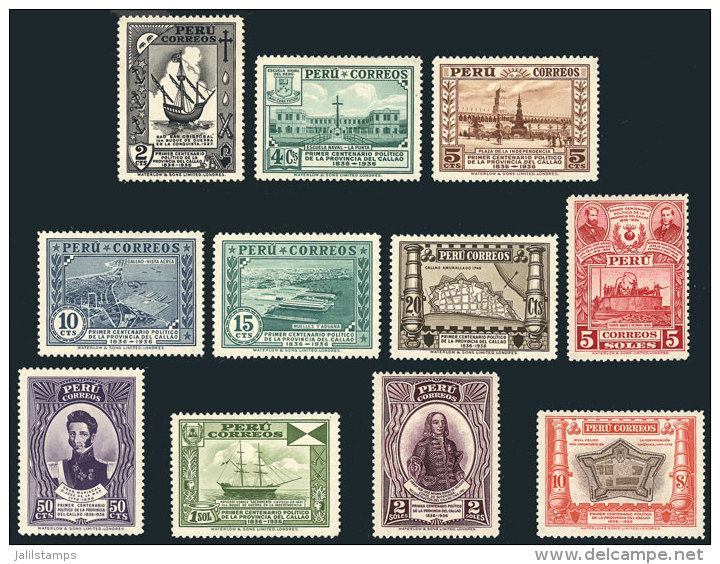 Sc.341/351, 1936 Centenary Of The Province Of Callao, Cmpl. Set Of 12 Values Mint Lightly Hinged, VF Quality (the... - Pérou