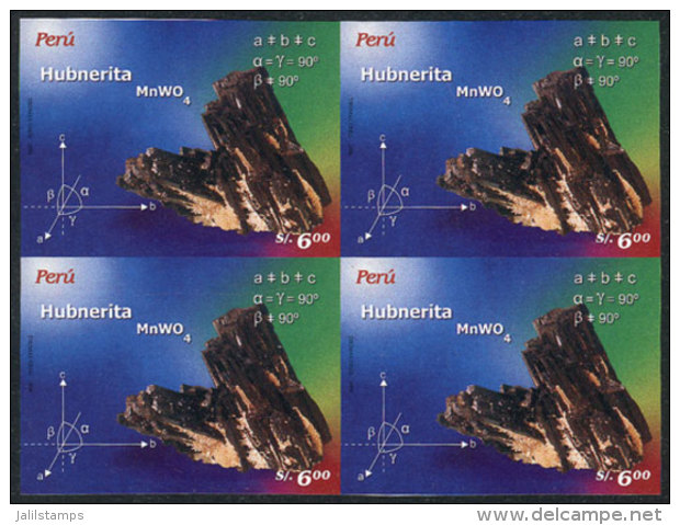 Sc.1514, 2006 Rocks And Minerals (hubnerite), IMPERFORATE BLOCK OF 4, Very Fine Quality, Rare! - Perú