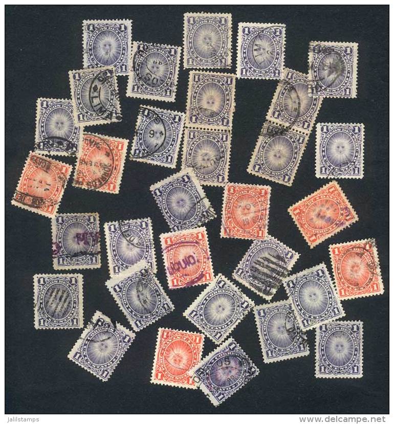 Sc.104/15, Lot Of 345 Used Stamps, Many With Interesting Cancels (in Blue And Red, Mute, And Of Some Scarce Towns),... - Peru