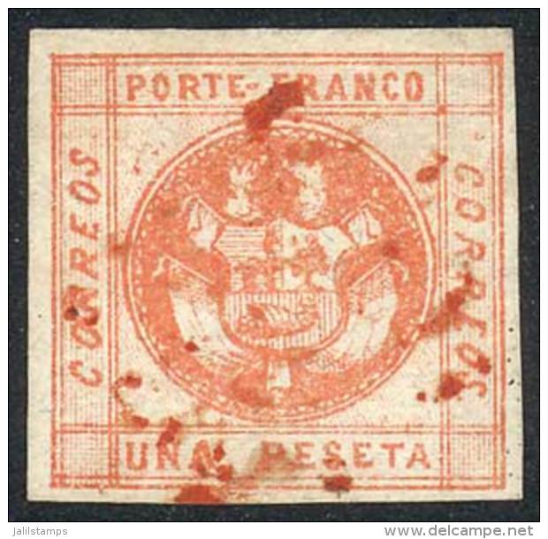 Sc.8, Beautiful Example Of Wide Margins And Unidentified Red Cancel, Little Thin Spot On Back, Superb Appearance! - Peru