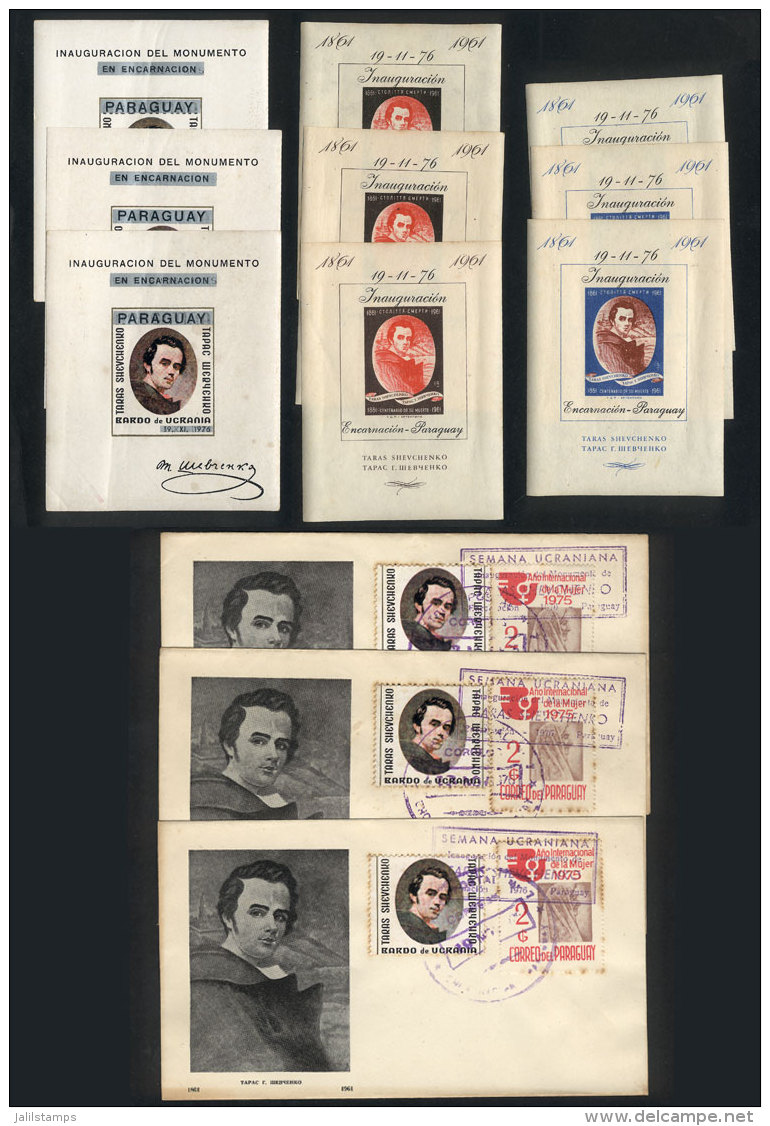 Taras Shevchenko, Ukranian Poet: Lot Of 9 Souvenir Sheets + 3 Covers, Interesting! - Paraguay