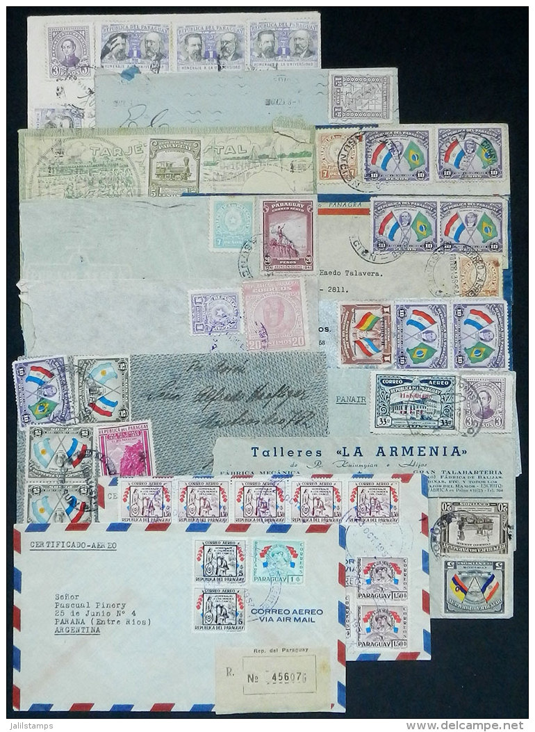 13 Covers Sent To Argentina In 1940/1950s With Nice And Interesting Postages, Fine To VF Quality, Low Start! - Paraguay
