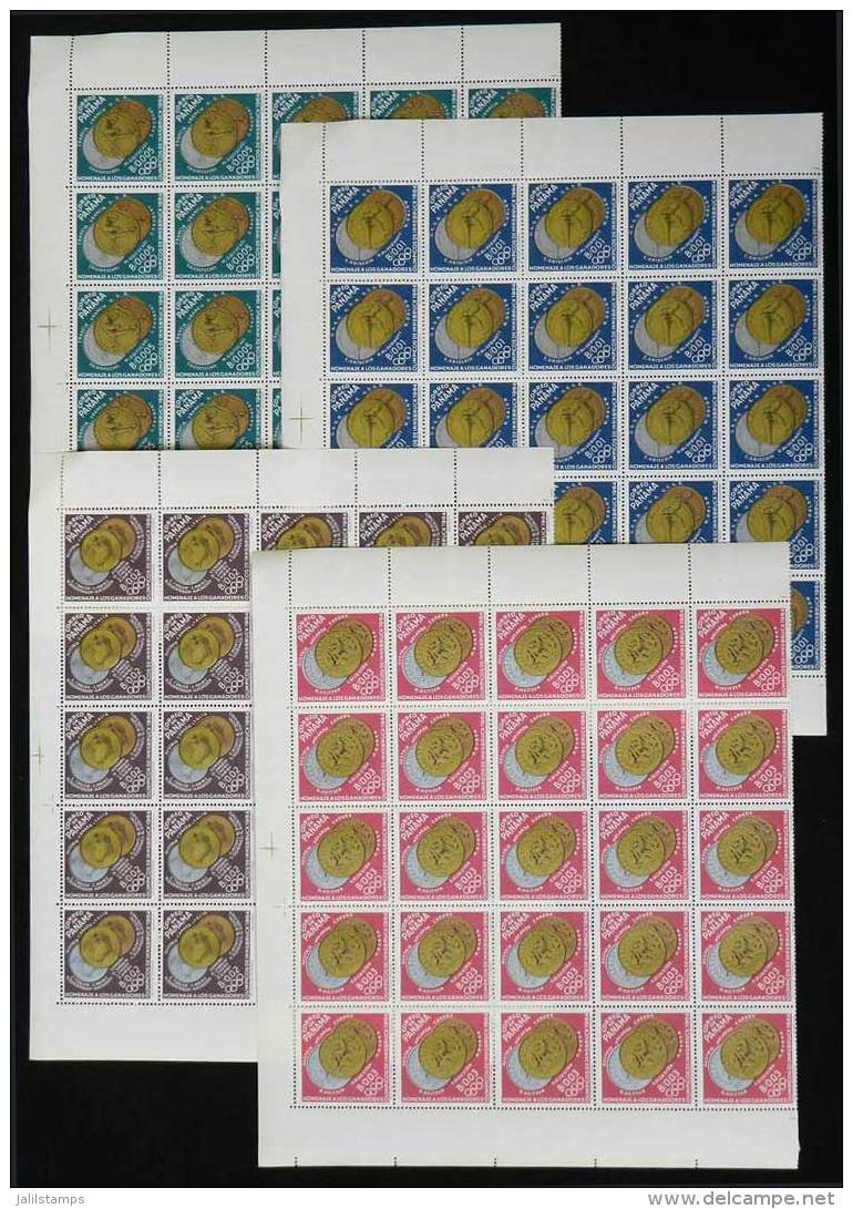 Sc.456/456J, 1964 Innsbruck Olympic Games, Medals, 25 Complete Sets In Parts Of Of Sheets, Mint Never Hinged,... - Panamá