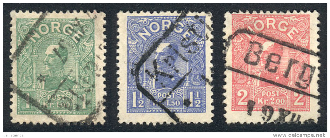 Yv.63/65, 1907 King Haakon VII, Set Of 3 Used Values, Superb, Catalog Value Euros 310. - Otros & Sin Clasificación