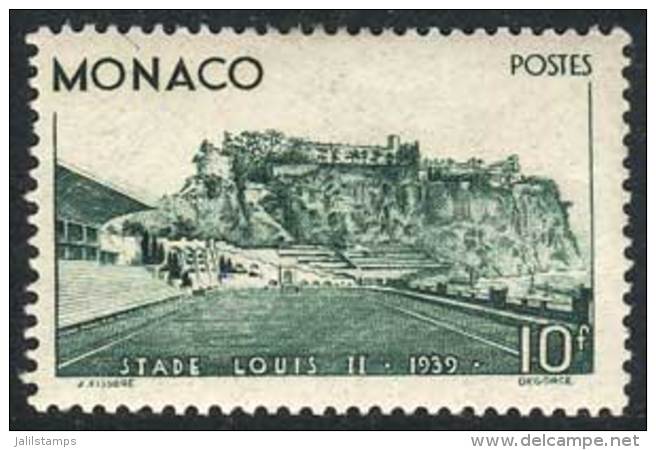 Sc.176 (Yvert 184), 1939 Stade Louis II, Mint Lightly Hinged, VF Quality, Yvert Catalog Value Euros 130. - Andere & Zonder Classificatie