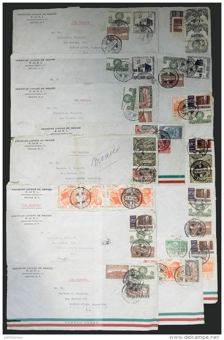 15 Airmail Covers Sent To Argentina In 1940 With Very Nice Postages, Fine To VF Quality! - Mexiko