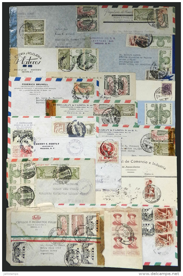 17 Covers (most Airmail) Sent To Argentina And Paraguay Between 1939 And 1951 With Interesting Postages And Many... - Mexiko