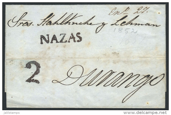 Folded Cover Sent From NAZAS To Durango On 27/JA/1852, VF Quality! - México