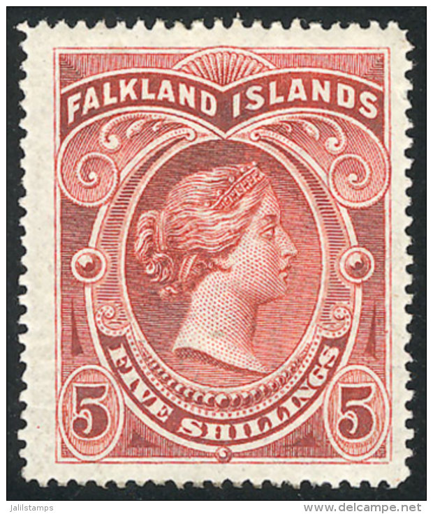 Sc.21, 1898 Victoria 5S., Mint, VF Quality, Catalog Value US$260 - Falkland Islands