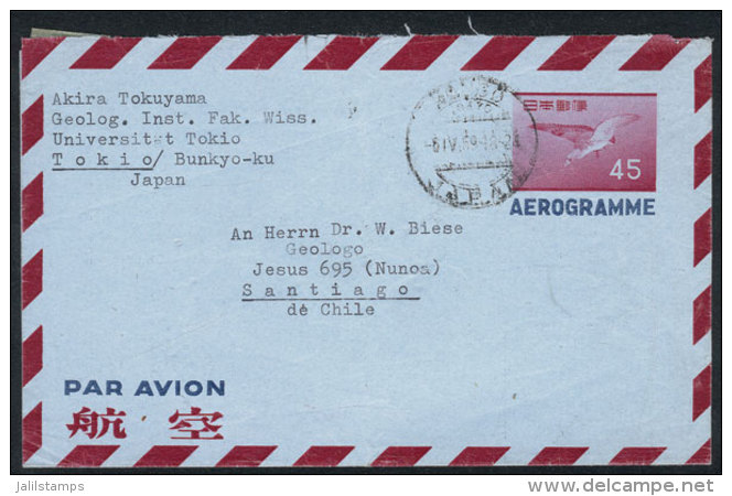 45y. Aerogram Sent From Tokyo To CHILE On 6/AP/1959, VF Quality! - Sonstige & Ohne Zuordnung