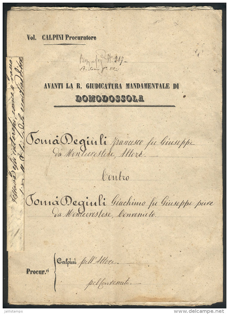 Document Of Several Pages Of The Year 1852, Related To A Resident Of Montecrestese, Excellent Quality, Very... - Sin Clasificación