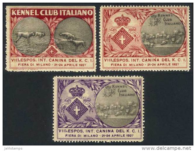 Set Of 3 Cinderellas Of The DOG Exposition In The Milano Fair Of 1927, VF, Rare! - Zonder Classificatie