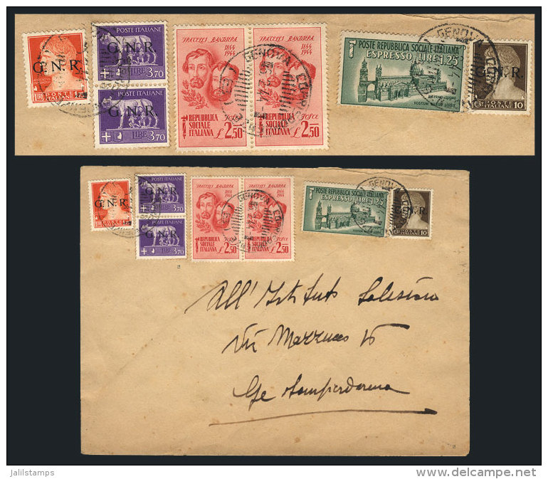 Cover Sent From Genova To Roma On 6/FE/1944 With Very Attractive Postage Combining Stamps With And Without G.N.R.... - Unclassified