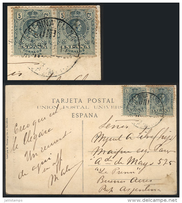 PC Posted At Sea From Ship REGINA ELENA To Buenos Aires On 19/OC/1914, With Spanish Postage Of 10c. And Cancel Of... - Unclassified