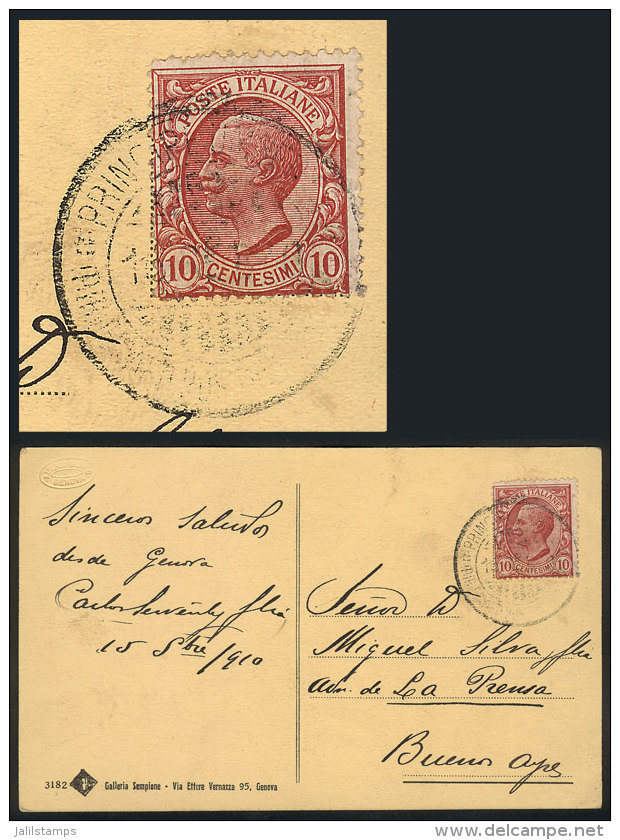 PC Posted At Sea From Ship PRINCIPE UMBERTO To Buenos Aires On 15/SE/1910, With Italian Postage Of 10c. And... - Sin Clasificación