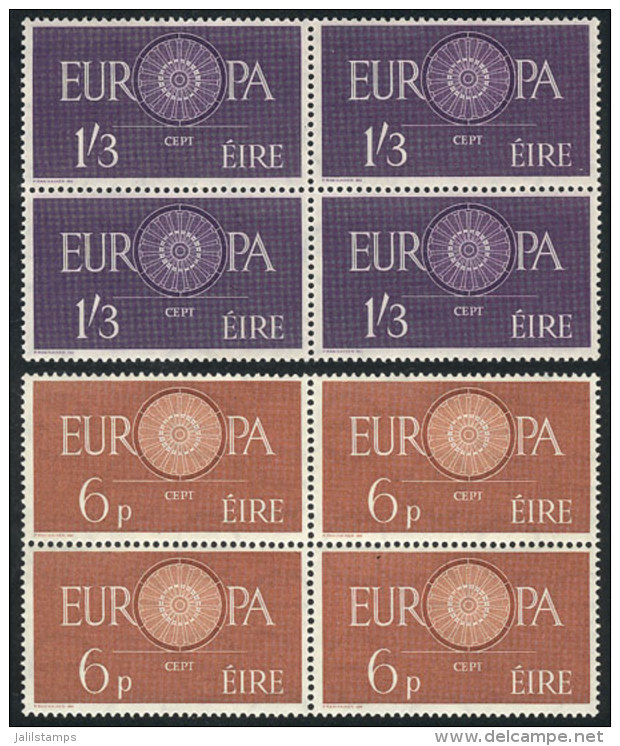 Yvert 146/147, 1960 Topic Europa, MNH Blocks Of 4, Excellent Quality, Catalog Value Euros 200. - Andere & Zonder Classificatie