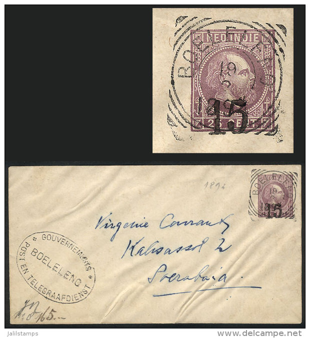 Stationery Envelope Surcharged 15 On 25c., Sent From BOELELENO To Soerabaia On 19/MAR/1894, Very Interesting! - Niederländisch-Indien