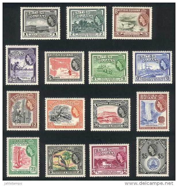 Sc.253/267, 1954 Animals, Fish, Flora, Ships, Maps Etc., Complete Set Of 15 Values, Very Fine Quality, Catalog... - Britisch-Guayana (...-1966)