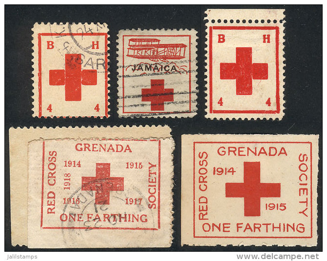 6 Red Cross Cinderellas, VF Quality! - Grenada (1974-...)