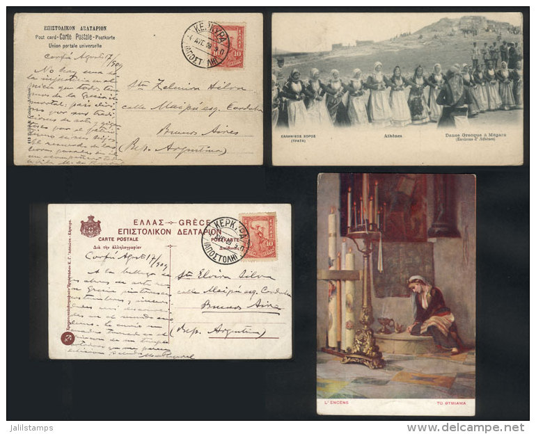 2 PCs Sent From Corfu To Argentina On 17/AU/1909, VF Quality! - Andere & Zonder Classificatie