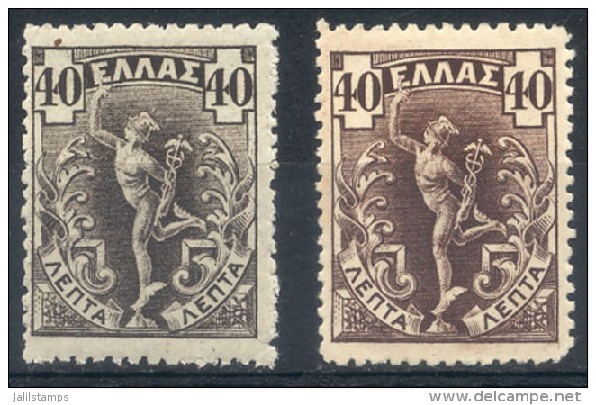 Sc.173, 1901 Mercury 40l. Brown, 2 Mint Examples On Thin And Thick Paper, VF! - Andere & Zonder Classificatie