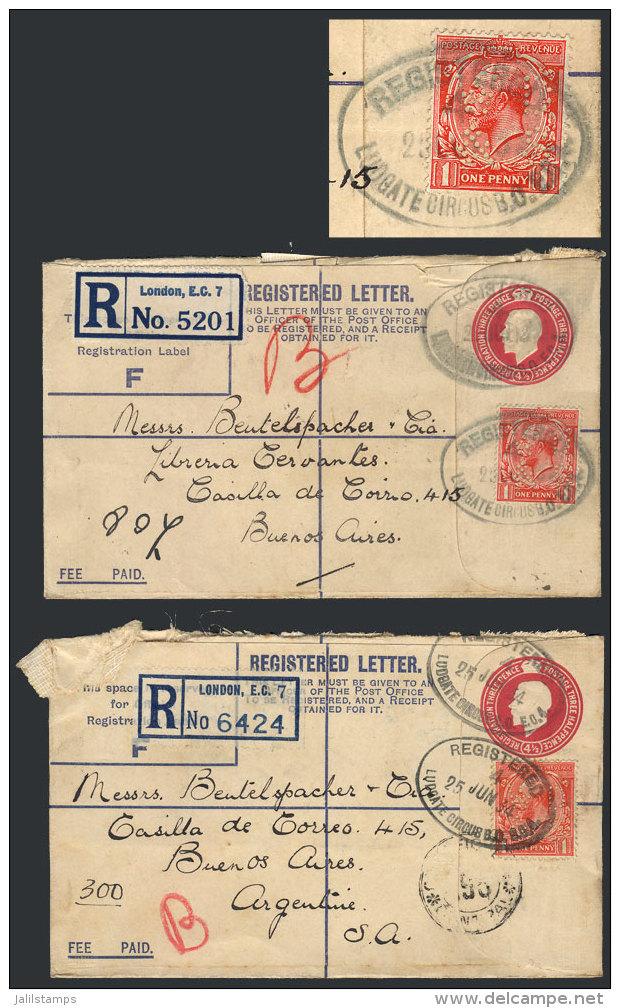 2 Registered Covers Sent To Argentina In 1934, Both Uprated With Stamp Of 1p. (different Shades) With Commercial... - Other & Unclassified