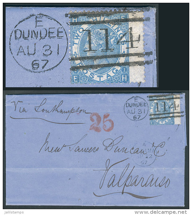 Entire Letter Sent From Dundee To Valparaiso (Chile) On 31/AU/1867, Franked By Sc.55, With Transit Mark Of Panama... - Sonstige & Ohne Zuordnung