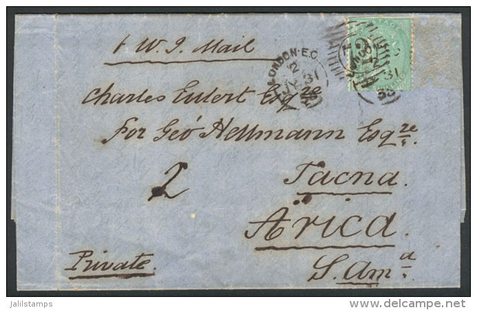 Entire Letter Sent From London To TACNA On 31/JUL/1858, Franked By Sc.28 (one Stamp Of The Original Postage, That... - Sonstige & Ohne Zuordnung