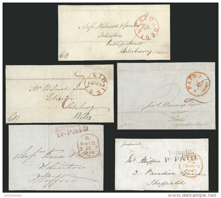 5 Fronts Of Folded Covers Used Between 1830 And 1847 With Interesting Postal Marks, Very Fine Quality! - Andere & Zonder Classificatie