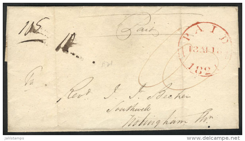 Folded Cover Sent To Notingham On 18/AP/1821, VF Quality! - Andere & Zonder Classificatie