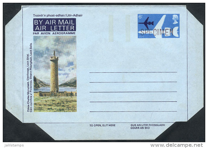 6p. Aerogram Illustrated With View Of An Old Tower, With SPECIMEN Overprint, VF Quality! - Postwaardestukken