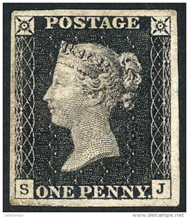 Sc.1, 1840 1p. Black, The World's First Postage Stamp , Used With An Almost Invisible Cancel (appears To Be Mint),... - Other & Unclassified