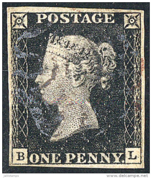 Sc.1, 1840 1p. Black, The World's First Postage Stamp, Used, Fine Quality, Catalog Value US$320. - Other & Unclassified