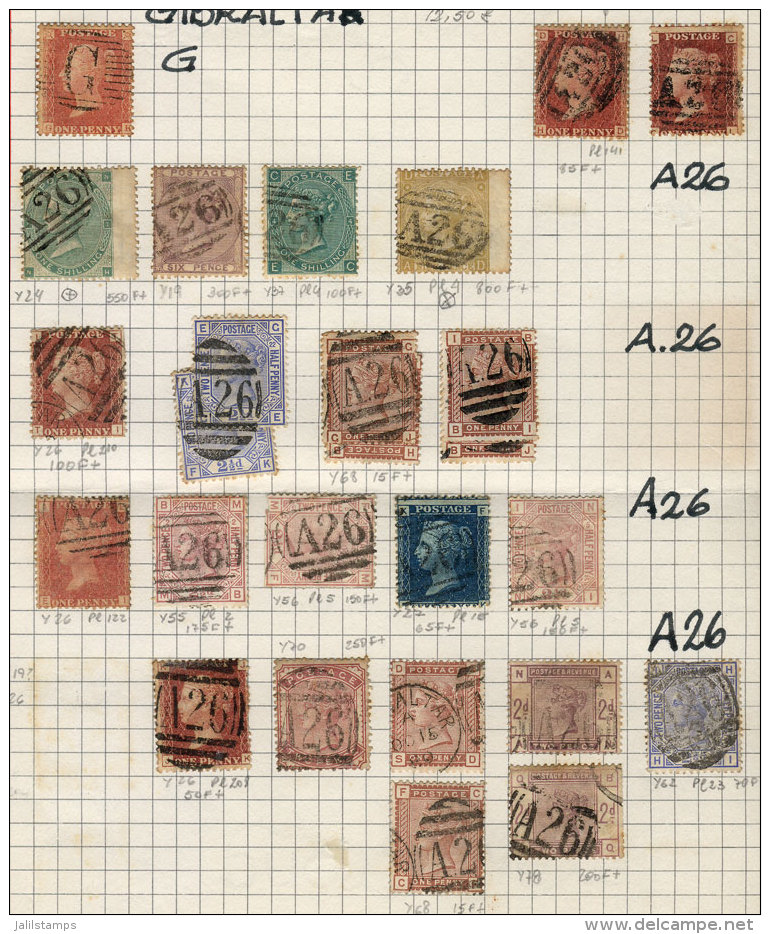 Lot Of Old Stamps On 2 Album Pages, With Varied Cancels, Some Rare, Fine General Quality. High Market Value, Good... - Gibraltar