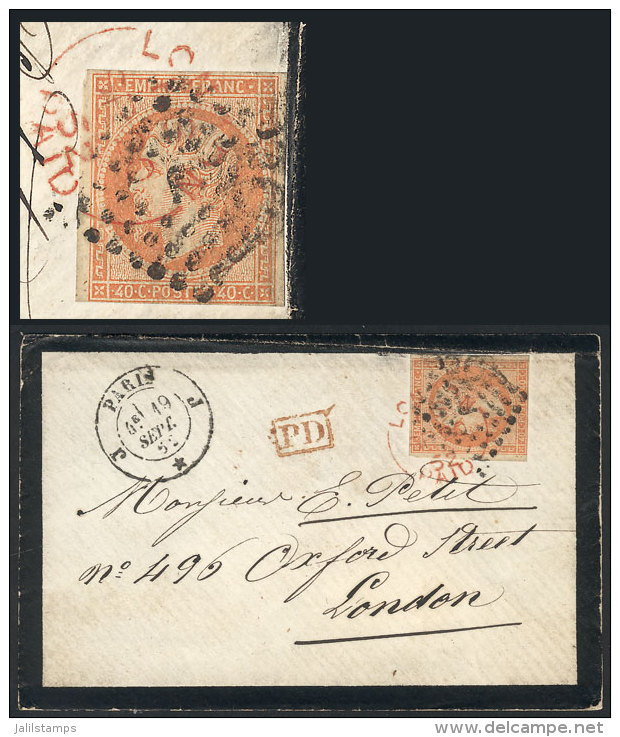 Mourning Cover Sent From Paris To London On 18/SE/1862, Franked With 40c. (Sc.18), With Dotted Cancel Of Paris +... - Other & Unclassified