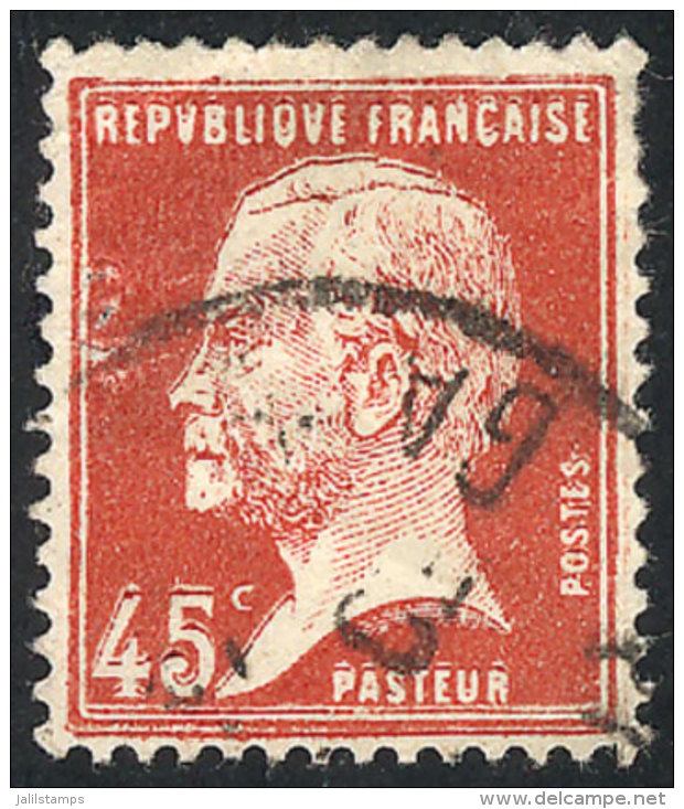 Yvert 175, 1923 Pasteur 45c. With DOUBLE IMPRESSION Variety, Used, With Minor Defect But Rare, Interesting! - Other & Unclassified