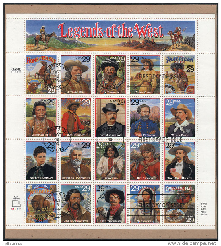Souvenir Sheet 'Legends Of The West' On A Card With First Day Postmark (18/OC/1994) + 2 Covers With Special Or... - Sonstige & Ohne Zuordnung