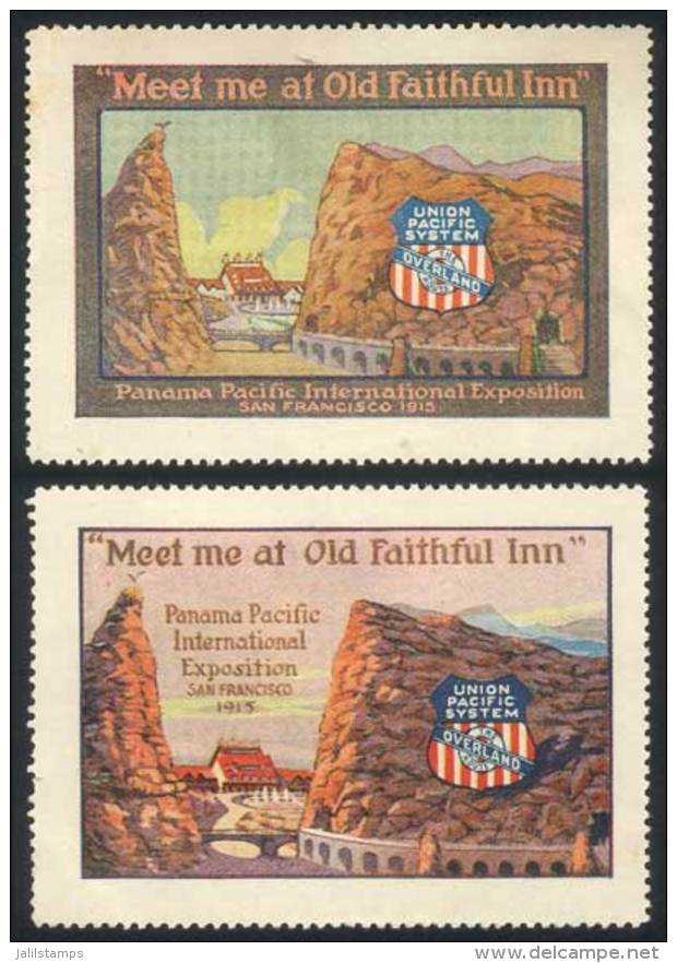 Panama-Pacific International Exposition In San Francisco, 1915, 2 Advertising Cinderellas Of The "Old Faithful... - Sonstige & Ohne Zuordnung