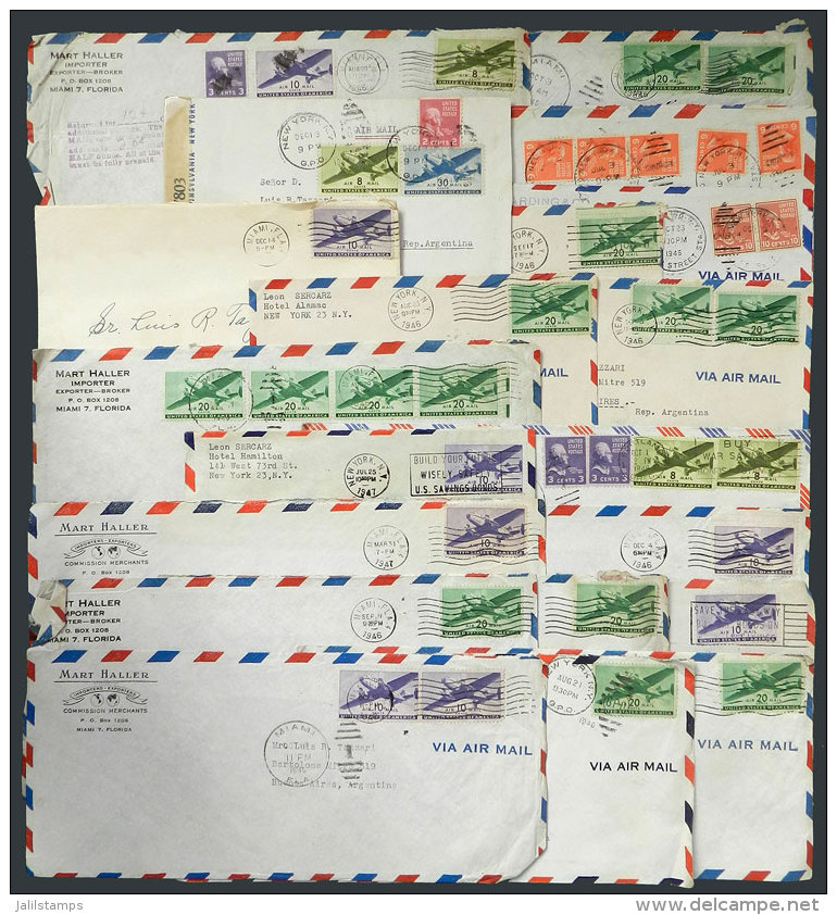 39 Covers Sent By Airmail To Argentina Between 1944 And 1947, Fine Quality, Interesting Lot! - Postal History