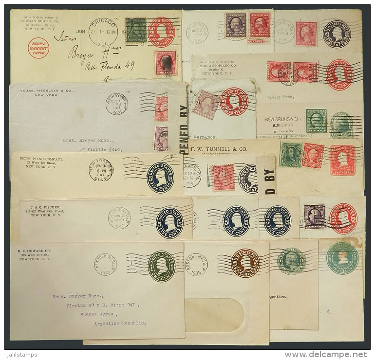 18 Covers Or Postal Stationeries, Most Used Between 1910 And 1920, And Many Sent To Argentina, Interesting! - Poststempel