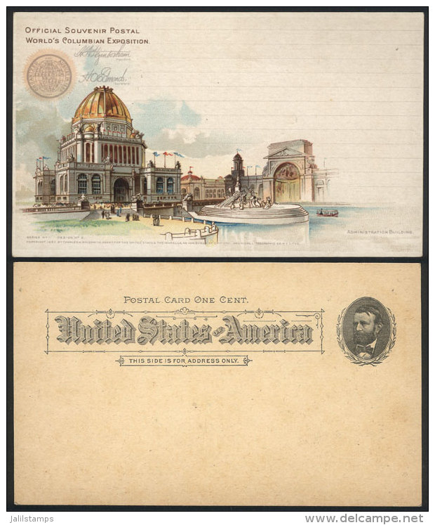 1c. Postal Card Illustrated On Reverse With "Administration Building" Of The World's Columbian Exposition,... - Andere & Zonder Classificatie