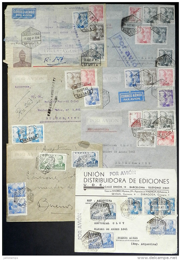 7 Airmail Covers (some Registered) Sent To Argentina In 1941 And 1942 With Very Nice Postages And Interesing Censor... - Sonstige & Ohne Zuordnung