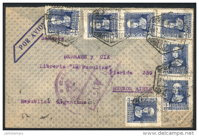 Airmail Cover Sent From Madrid To Argentina On 1/JUL/1939 With Handsome Postage Of 7P., The Back Flap Missing... - Sonstige & Ohne Zuordnung