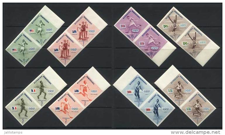 Yvert 457/61 + A.108/10, 1957 Champions Of Different Sports In The Melbourne Olympic Games, Compl. Set Of 8 Values... - Dominikanische Rep.