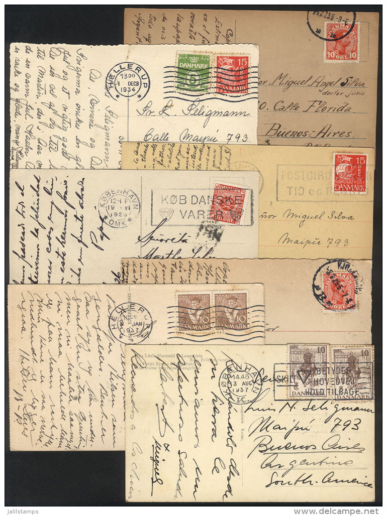 7 Postcards Sent To Argentina Between 1920 And 1937, Nice Postages And Views! - Andere & Zonder Classificatie