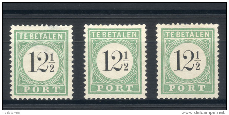 Yv.4, 1889 12&frac12;c., Types I, II And III, With Light Thin Spots On Back Otherwise Superb, Ex-Lowey, Rare,... - Curaçao, Nederlandse Antillen, Aruba